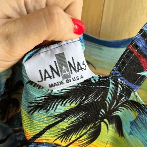 Y2K Jamaica Tropical Sunset Dress M/L – Mesh Knit Bodycon Luau Cover-Up - Picture 5 of 6